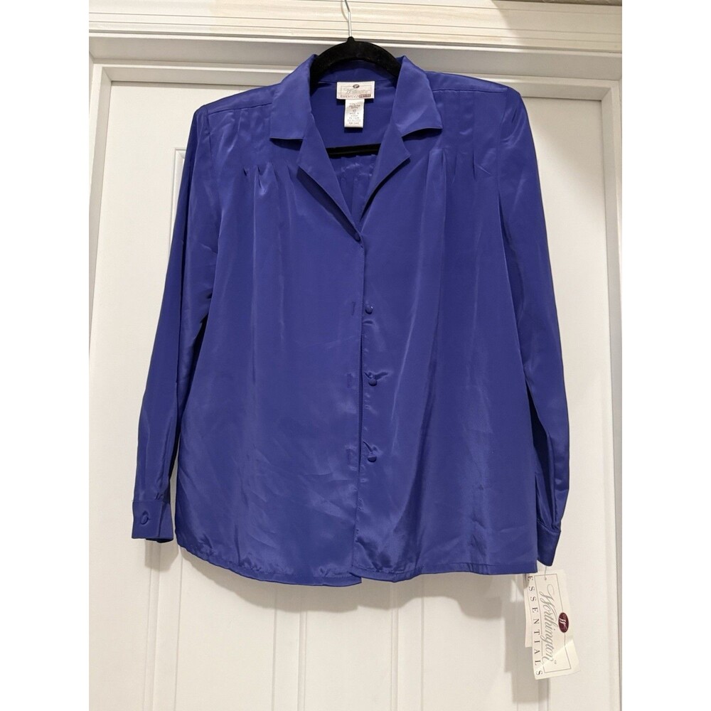 Worthington Womens Purple Button Up Long Sleeve Size 10 Petite Vintage Inspired